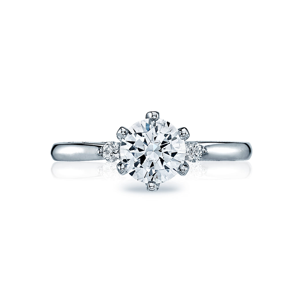 Tacori 18k White Gold Sculpted Crescent Round Diamond Engagement Ring (0.07 CTW)