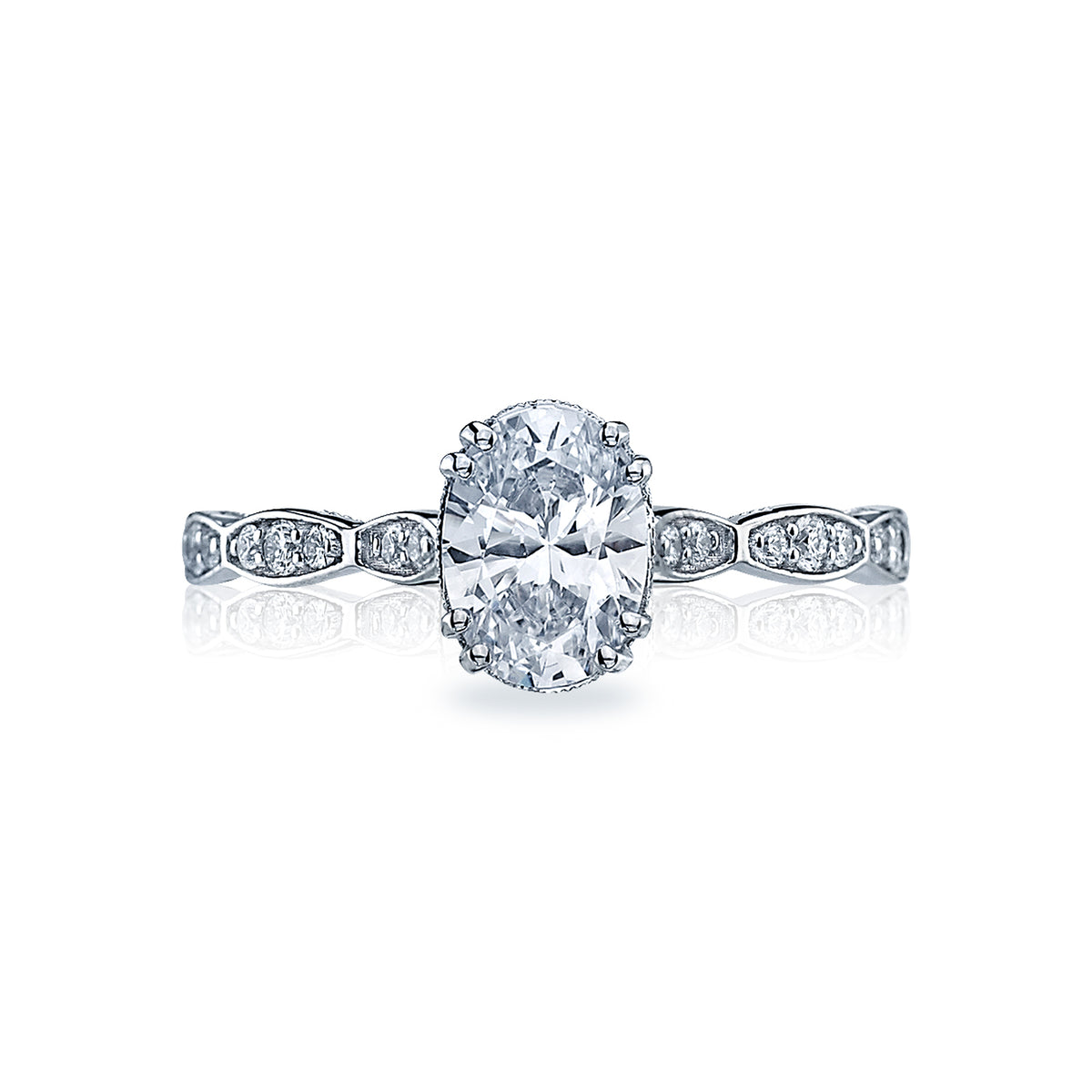 Tacori 18k White Gold Sculpted Crescent Oval Diamond Engagement Ring