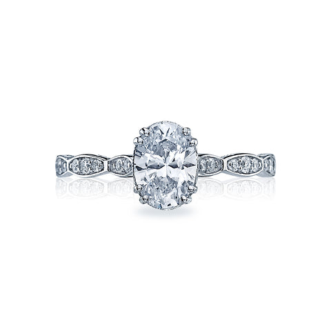 Tacori 18k White Gold Sculpted Crescent Oval Diamond Engagement Ring Setting (0.16 CTW)