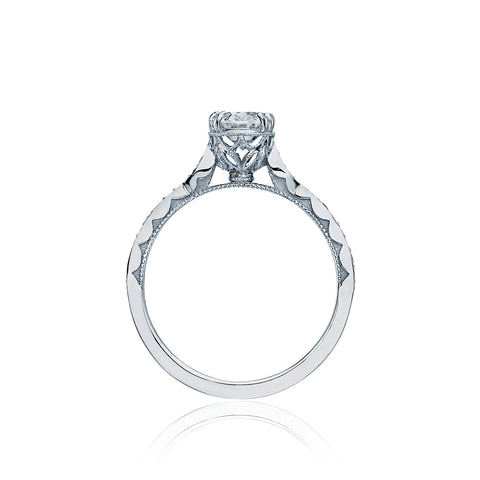 Tacori 18k White Gold Sculpted Crescent Oval Diamond Engagement Ring Setting (0.16 CTW)