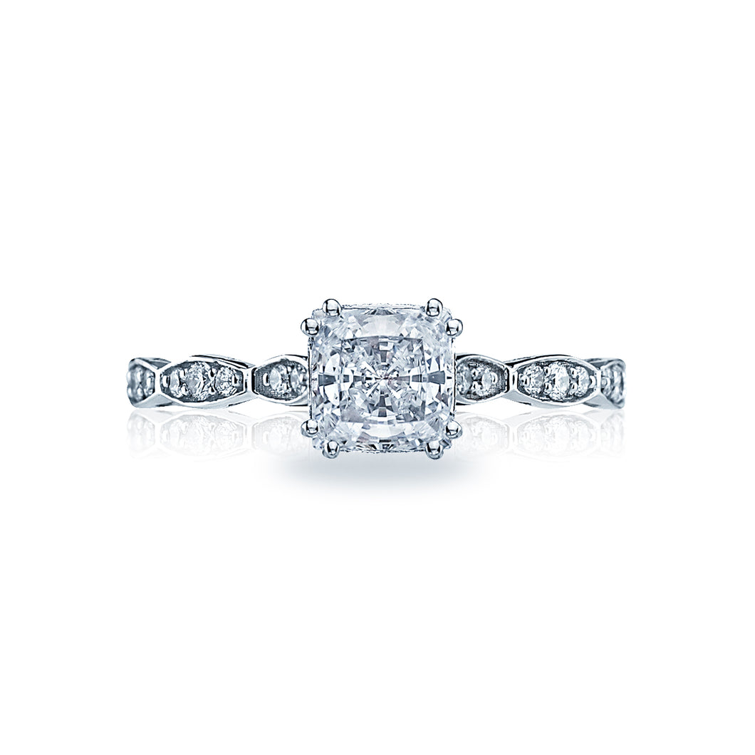 Tacori 18k White Gold Sculpted Crescent Princess Diamond Engagement Ring (0.16 CTW)