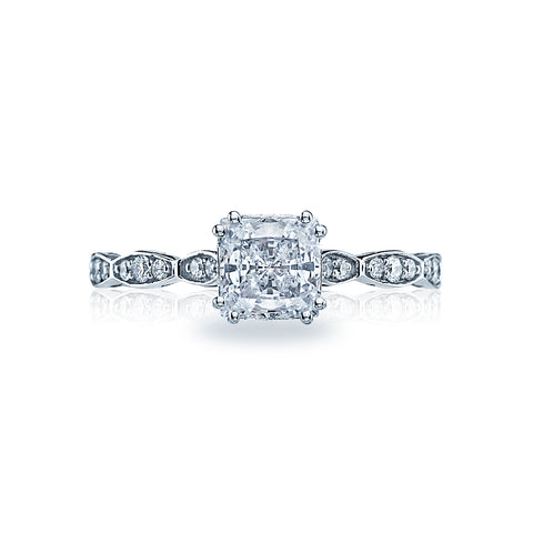 Tacori 18k White Gold Sculpted Crescent Princess Diamond Engagement Ring Setting (0.16 CTW)