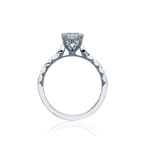 Tacori 18k White Gold Sculpted Crescent Princess Diamond Engagement Ring Setting (0.16 CTW)