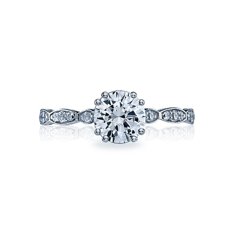 Tacori 18k White Gold Sculpted Crescent Round Diamond Engagement Ring Setting (0.16 CTW)