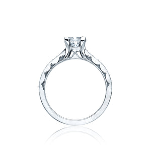 Tacori 18k White Gold Sculpted Crescent Princess Diamond Engagement Ring (0.1 CTW)