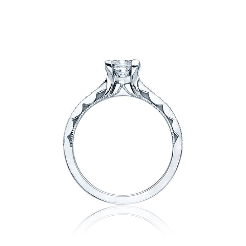 Tacori 18k White Gold Sculpted Crescent Princess Diamond Engagement Ring Setting (0.1 CTW)