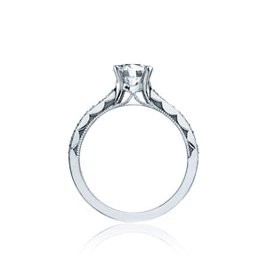 Tacori 18k White Gold Sculpted Crescent Round Diamond Engagement Ring (0.1 CTW)