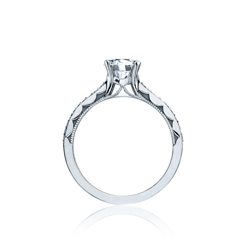 Tacori 18k White Gold Sculpted Crescent Round Diamond Engagement Ring Setting (0.1 CTW)