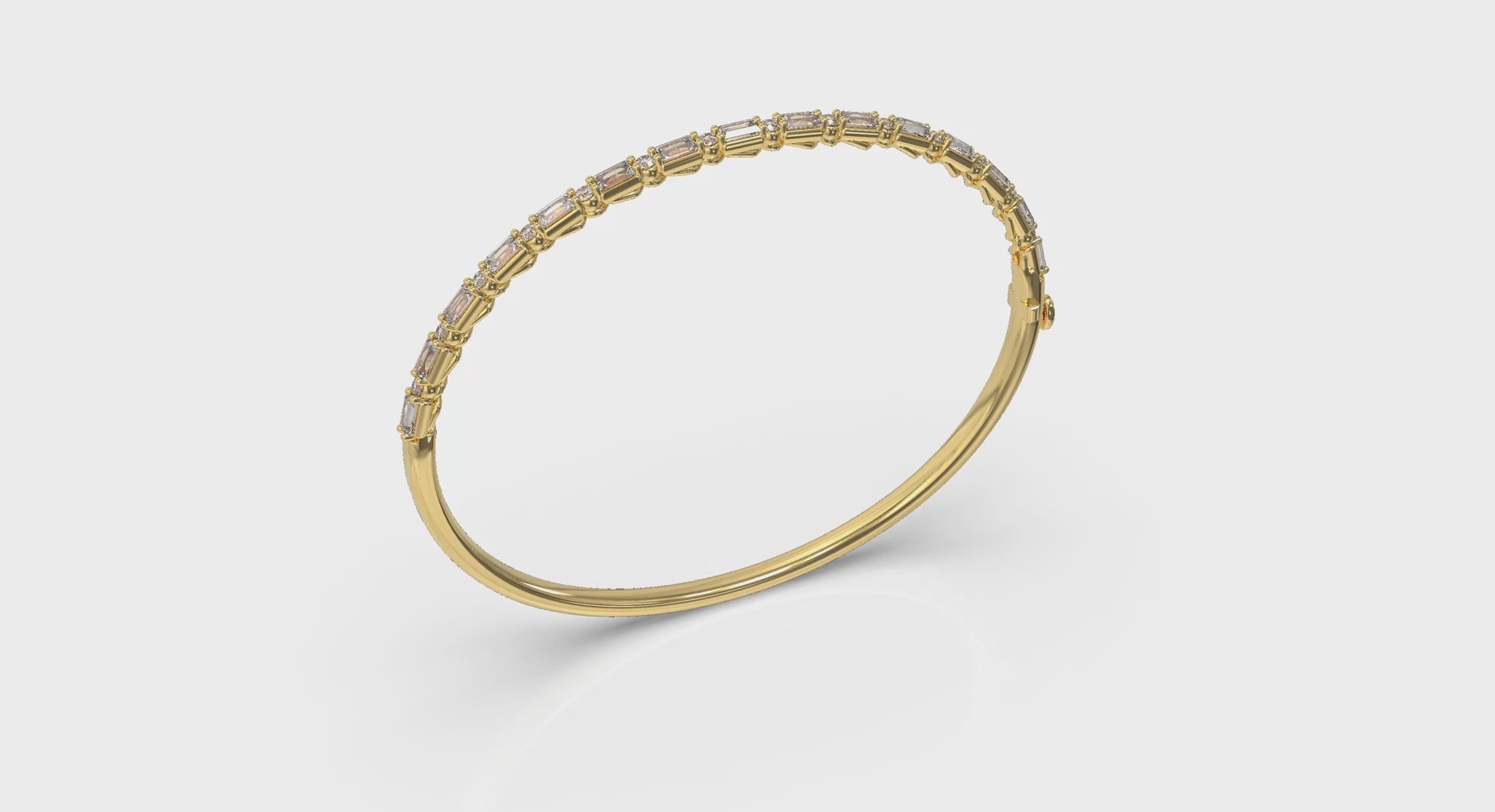 Vlora Adella 14K Diamond Baguette Hinged Bangle (Diamond 1.92CTW)