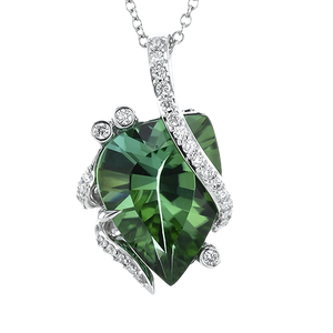 Simon G lp4813 GREEN TOURMALINE PENDANT NECKLACE IN 18K GOLD WITH DIAMONDS