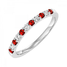 Load image into Gallery viewer, 10K Ruby and Diamond White Gold Ring 0.22CTW