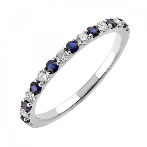 10K Sapphire and Diamond White Gold Ring