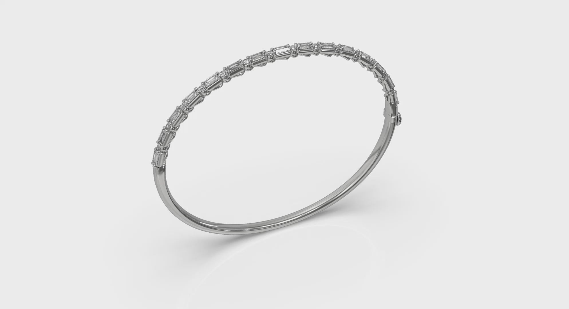 Vlora Adella 14K Diamond Baguette Hinged Bangle (Diamond 1.92CTW)