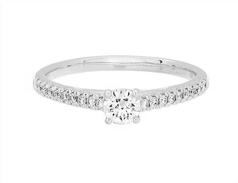 Complete Rings 14kt White Gold Half-Way Pave Diamond Engagement Ring