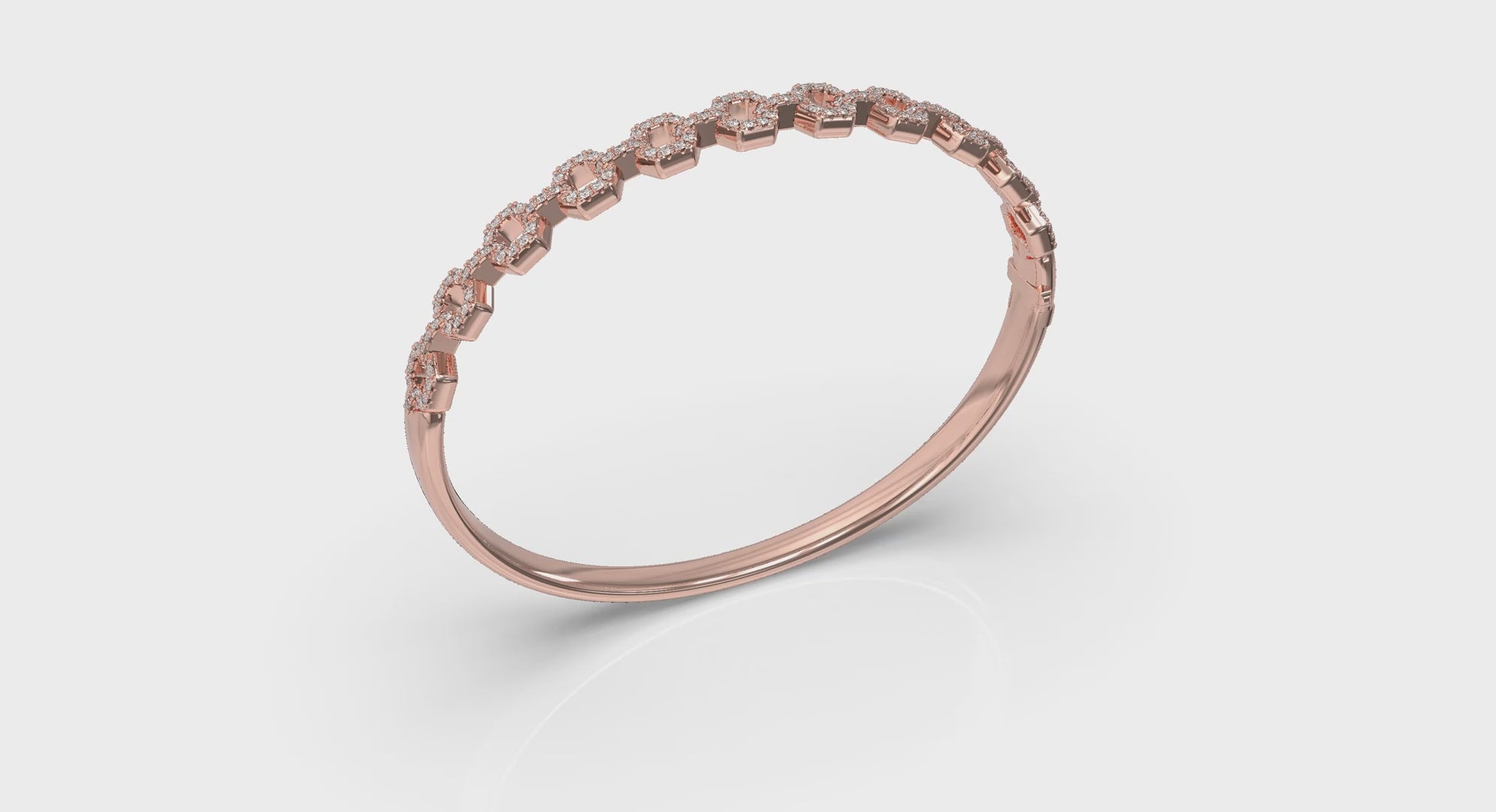 Vlora Serafina 14K Diamond Open Link Hinged Bangle (Diamond 1.07CTW)