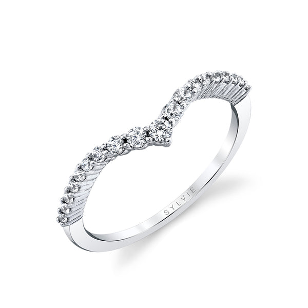 Sylvie Curved Chevron Diamond Wedding Band