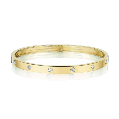Penny Preville 18K Yellow, White or Rose Gold Round Station Modern Bangle
