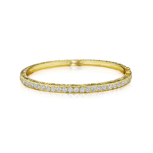 Penny Preville 18K Yellow, White or Rose Gold Engraved Diamond Bangle