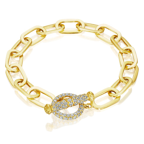 Penny Preville 18K Yellow or Rose Gold Flat Link Diamond Toggle Bracelet