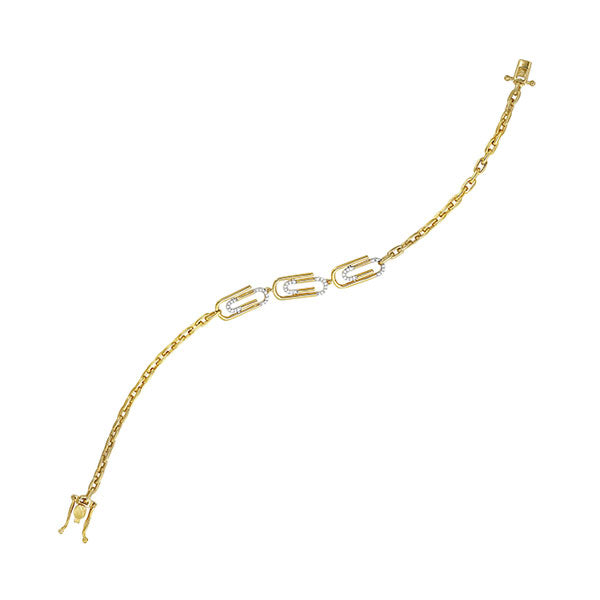 Gold Diamond Paperclip Bracelet