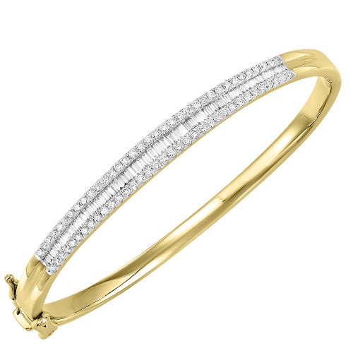 14K Baguette Fashion Diamond Bangle