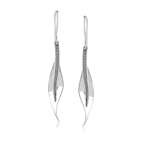 Simon G de117 Fallen Leaves Drop Earrings in 18k Gold with Diamonds