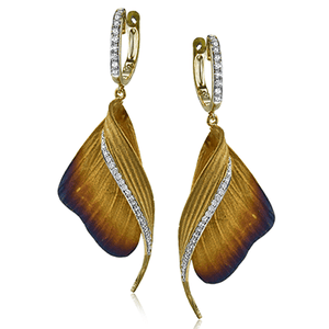 Simon G de171 Fallen Leaves Earrings in 18k Gold with Diamonds