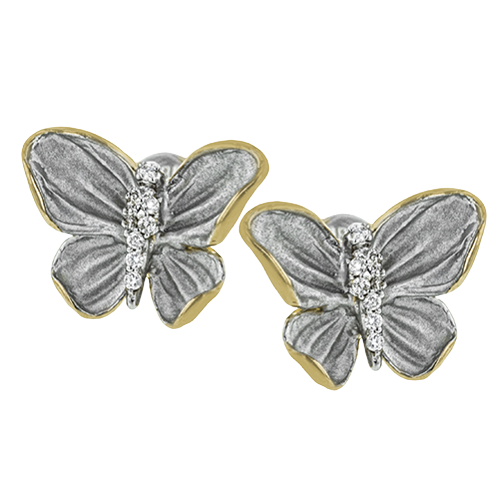 Simon G de267 Monarch Butterfly Earrings in 18k Gold with Diamonds
