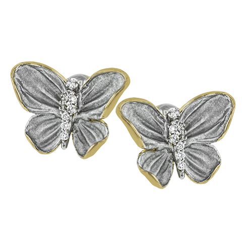 Simon G de267 Monarch Butterfly Earrings in 18k Gold with Diamonds