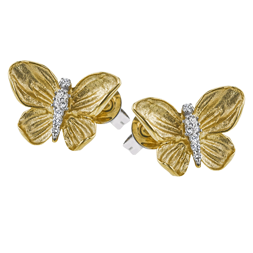 Simon G de271 Monarch Butterfly Earrings in 18k Gold with Diamonds