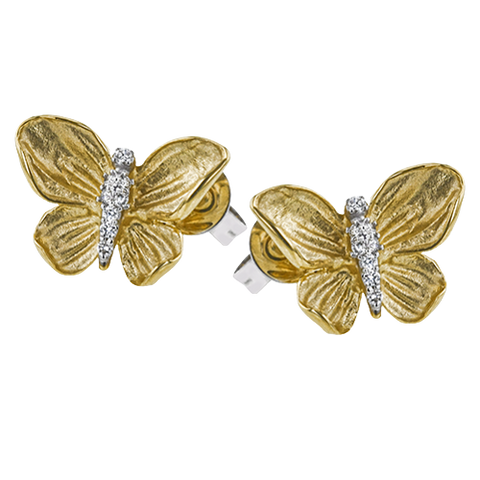 Simon G de271 Monarch Butterfly Earrings in 18k Gold with Diamonds