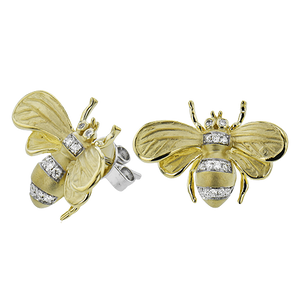 Simon G de274 Bee Earrings in 18k Gold with Diamonds
