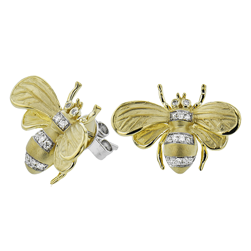 Simon G de274 Bee Earrings in 18k Gold with Diamonds