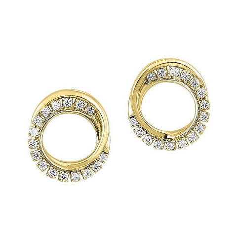 Diamond Double Eternity Circle Stud Earrings In 10k Yellow Gold (1/6 Ctw)