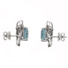 Load image into Gallery viewer, Aquamarine and Diamond Fashion Stud Earrings