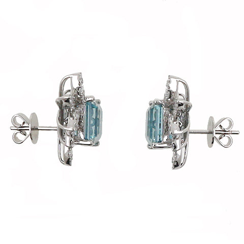 Aquamarine and Diamond Fashion Stud Earrings