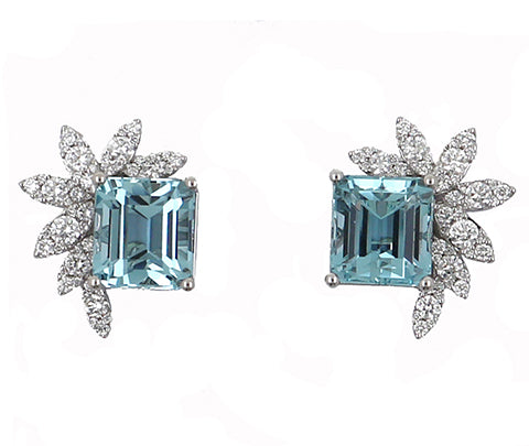Aquamarine and Diamond Fashion Stud Earrings