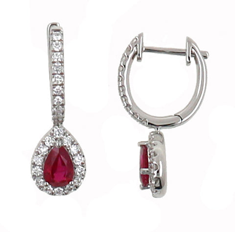 Ruby and Diamond Drop Fashion Earrings