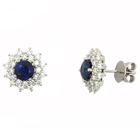 Sapphire and Diamond Fashion Stud Earrings