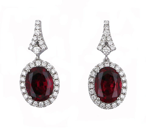Garnet and Diamond Fashion Drop Earrings