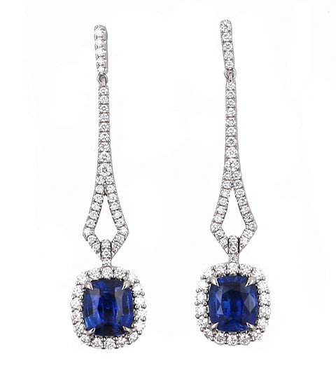 Sapphire and Diamond Fashion Drop Earrings