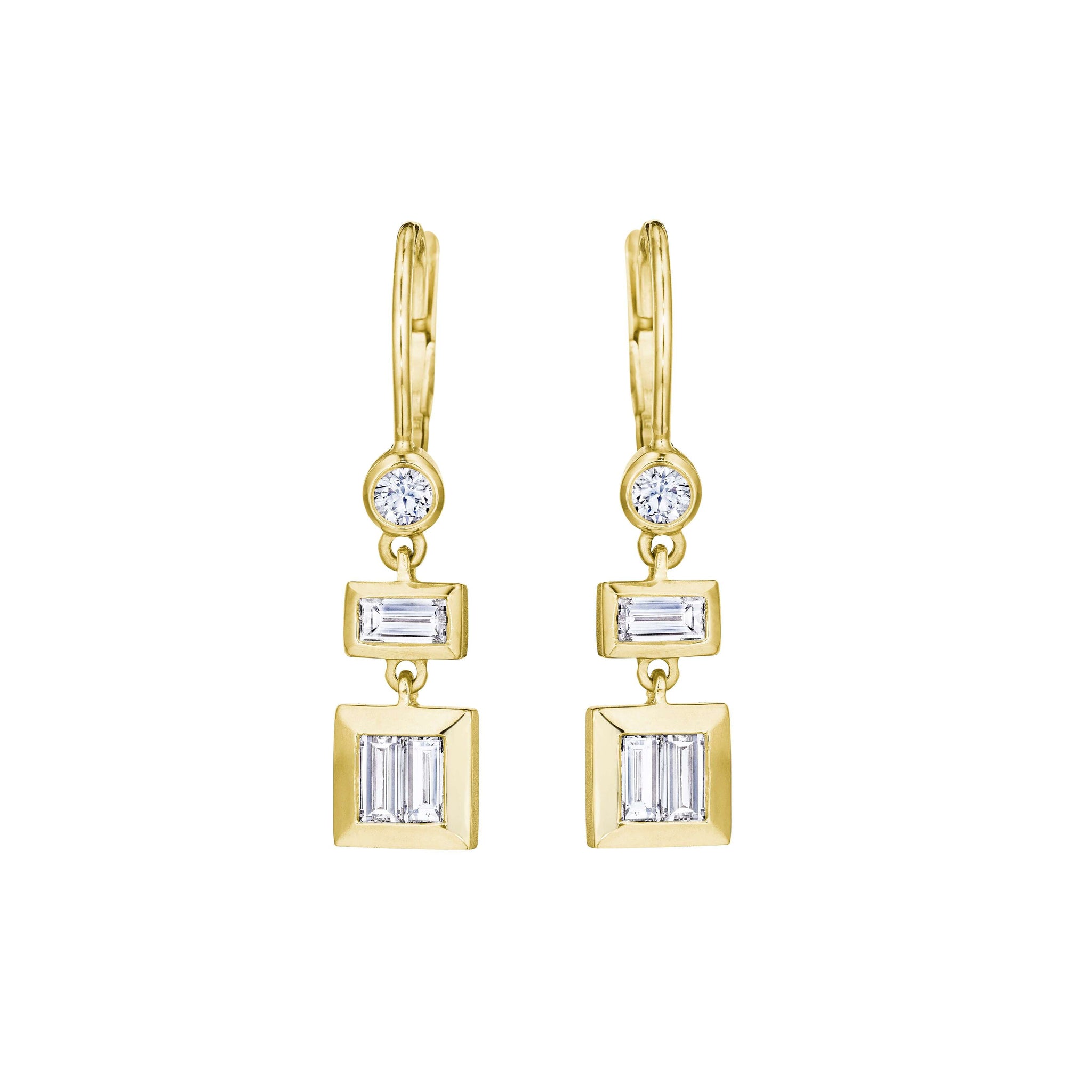 18K White Gold Diamond Flower Illusion Earrings