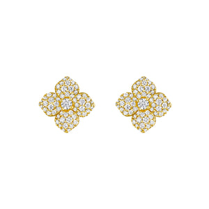 Penny Preville 18K Yellow, White or Rose Gold Petite Diamond Flower Stud Earrings