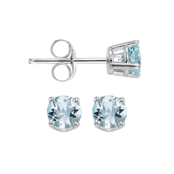 14kw prong aquamarine studs, ppd6.00aaa-4w