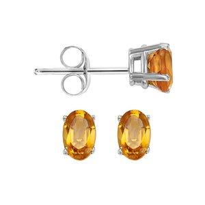 14kw prong citrine studs, fcps7.0-ss
