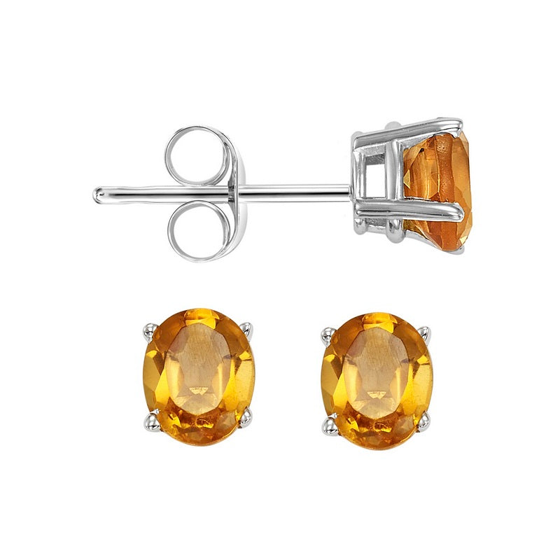 14kw prong citrine studs, fcps8.0-ss