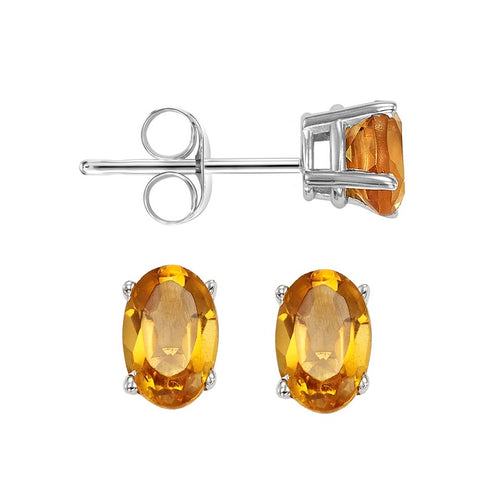 14kw prong citrine studs, fcps8.5-ss