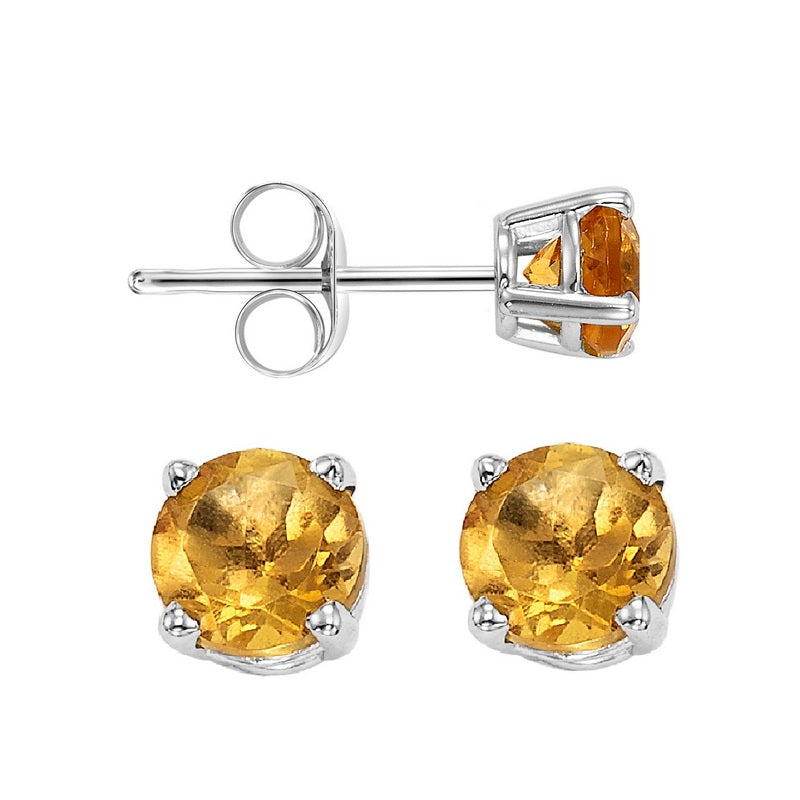 14kw prong citrine studs, fcps6.0-ss