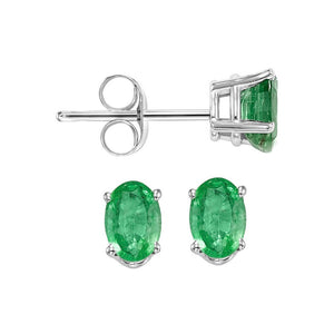 14kw prong emerald studs, fpps5.5-ss