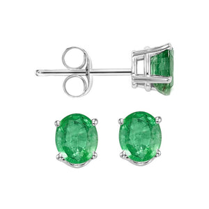 14kw prong emerald studs, fpps6.0-ss